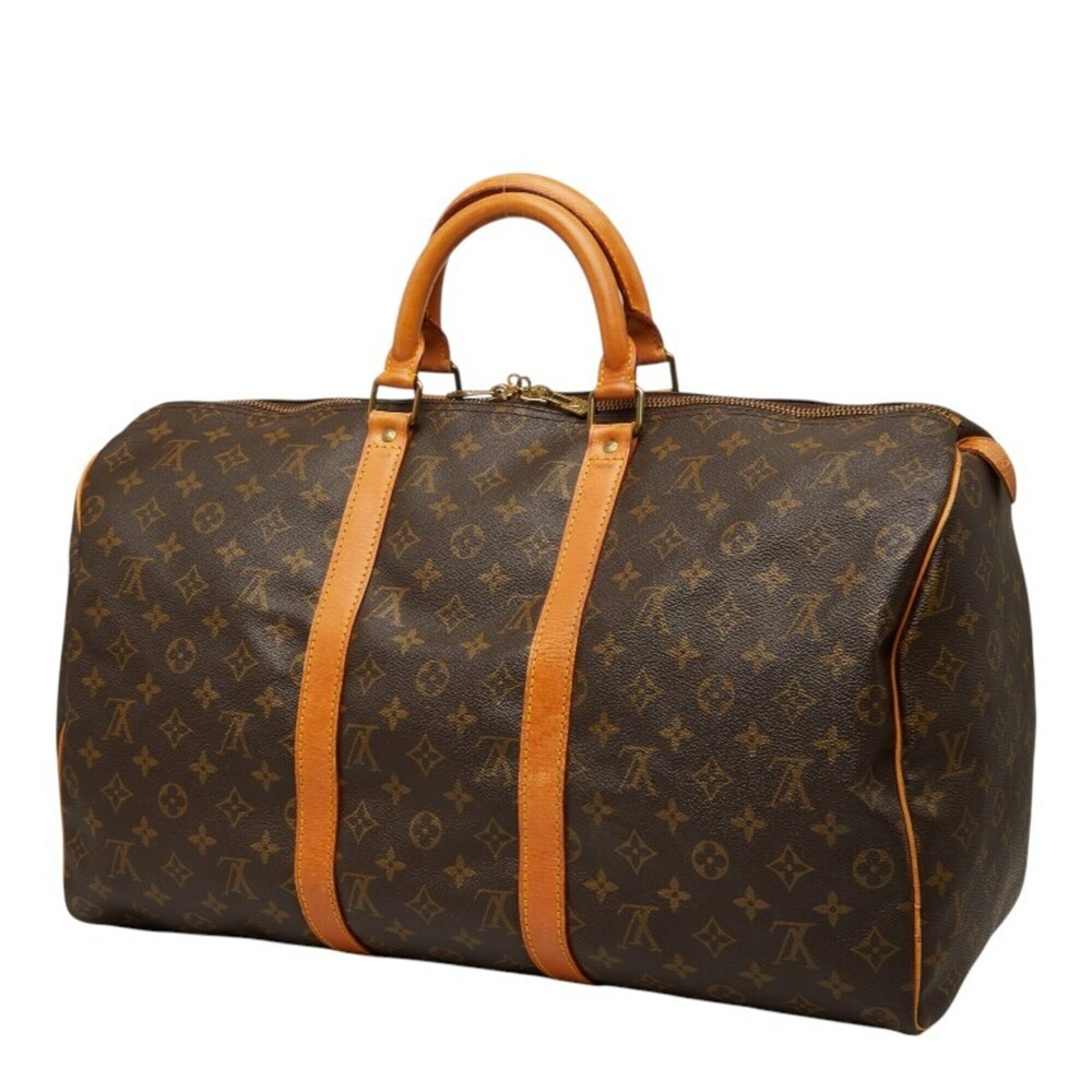 LOUIS VUITTON Brown Monogram Leather Keepall 50 Boston Bag - Picture 2 of 11